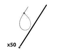 Zenitech - Pack de 50 Bridas Reutilizables - 7,6 x 200 mm - Negro - Plástico Resistente - Gatillo de Liberación Fácil - Para Fijación de Haz de Tamaño Medio - Ideal para Obras y Trabajos Temporales