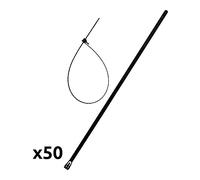 Zenitech - Pack de 50 Bridas Reutilizables 7,6x370mm - Plástico Resistente - Compatibilidad para Bricolaje/Electricidad, Gatillo Integrado para Fácil Retiro, Organización de Cables, Ecológico - Negro