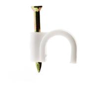 Zenitech - Paquete de 100 Ganchos de Fijación Ø10mm - para Cables, Fundas y Cables Planos - Plástico de Alta Calidad - Fijación Rápida con Clavo de Hormigón - Certificado CE - Blanco