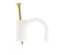 Zenitech - Paquete de 100 Ganchos de Fijación Ø12mm - para Cables, Mangueras y Cables Planos - Clavo Especial para Hormigón para Fijación Rápida - Plástico de Alta Calidad Certificado CE - Blanco