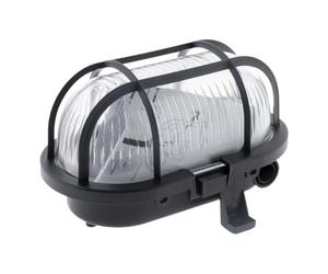 Zenitech - Plafón Ovalado 60W IP44 E27 Clase II 220V-240V - Base Plástico Duradera - Rejilla de Protección - Vidrio Resistente al Calor hasta 650° - Instalación Fácil - Conforme a la Norma CE - Negro