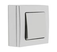 Zenitech - Interruptor Pulsador Borne Auto Saliente - Equipo Eléctrico Sin Tornillos Visibles - Compatible Molduras Estándar - Instalación Fácil - Gris