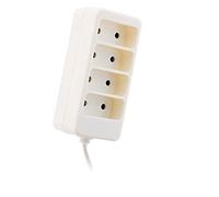 Zenitech - Regleta 4 tomas 6A 2P Blanco | Distribución eléctrica: bloque regleta 4 tomas 6 A 2 polos, blanco;, tipo C: enchufe europeo, 2 pines sin tierra