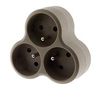 Zenitech - Regleta de 3 enchufes triangulares - Triplite - 3x16A - Taupe