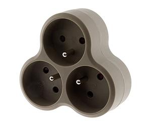 Zenitech - Regleta de 3 enchufes triangulares - Triplite - 3x16A - Taupe