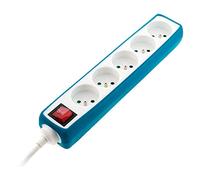 Zenitech - Regleta de 5 Tomas 16A 2P+T con Interruptor y Cubierta Azul