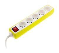 Zenitech - Regleta de 5 x 16 A, 2 P+T, Interruptor + Funda, Color Amarillo