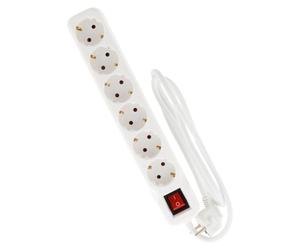 Zenitech, regleta Schuko con interruptor iluminado, 6 tomas 16 A, cable H05VV-F 3G1,5 mm², 5 m, blanco, opciones de 3 a 6 tomas, longitudes variables, seguridad y fiabilidad