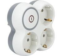 Zenitech, regleta Triplite Bolea 16A con interruptor, 3 enchufes Schuko, bloqueo de seguridad para niños, carga rápida para smartphones y tablets, diseño blanco/gris, ideal para casa/oficina