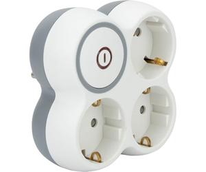 Zenitech, regleta Triplite Bolea 16A con interruptor, 3 enchufes Schuko, bloqueo de seguridad para niños, carga rápida para smartphones y tablets, diseño blanco/gris, ideal para casa/oficina