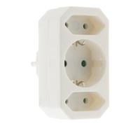 Zenitech, Regleta Triplite, modelo Schuko, 2x2.5A + 1x16A - Ideal para el hogar y la oficina - Práctica multitoma - Blanco - 2x2.5A + 1x16A - 3 Tomas