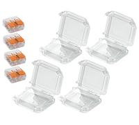 Zenitech Set de 4 cajas de conexiones estancas S221, IPX8, color naranja, 4 puertos, 3 entradas, instalación rápida y segura, ideal para cables enterrados o sumergidos, compatibilidad universal