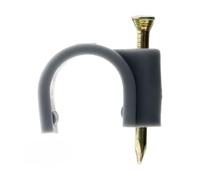 Zenitech - Sujetadores Plásticos Ø16mm con Clavo Especial para Hormigón - Lote de 20 - Ideal para Fijar los Cables Eléctricos - Certificado Norma CE - : Gris