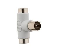 Zenitech - Té De Derivación TV 1 Entrada Macho 2 Salidas Hembras Ø9,5mm - Conector De Antena Para Conexión Fácil - Compatible Con Receptores TV - Blanco - 5cm