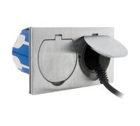 Zenitech - Toma de suelo 16A 2P+T acabado aluminio cepillado - IP55 doble | Acabado de aluminio cepillado, válvulas de protección, terminales automáticos, cableado sin tornillo, potencia 3680 W
