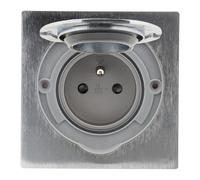 Zenitech - Toma de Suelo 16A 2P+T - Aluminio Cepillado - IP55, Tapa Magnética, Cableado Rápido, Fijación con Tornillos, Caja de Empotrar, Juntas de Estanqueidad - Terraza/Oficina