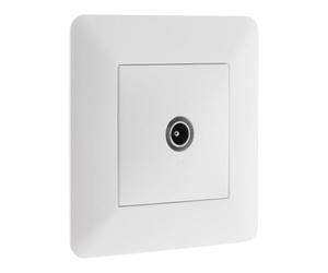 Zenitech - Toma de TV Ø9,52 mm - Equipamiento Empotrado - Motor Compacto para Fácil Cableado, Frontal Ajustable - Compatible con Caja de Empotrar - Placa 86 x 86 mm - Blanco