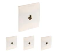 Zenitech - Toma de TV Ø9,52mm - Plástico - Fijación Tornillos/Garras, Cajas de Empotrar Estándar, Facilidad de Clipado Frontal, Instalación Antes de Pintar - Certificado CE - Blanco (Paquete de 4)