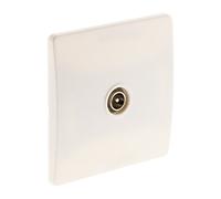 Zenitech - Toma de TV Ø9,52mm - Plástico - Fijación Tornillos/Garras, Cajas de Empotrar Estándar, Facilidad de Clipado Frontal, Instalación Antes de Pintar - Certificado CE - Blanco