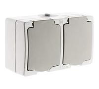 Zenitech - Toma doble 2P+T 16A Gris Claro IP54 - Akya