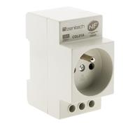 Zenitech - Toma Modular 2P+T NF - 2 Módulos - Fijación en Cuadro Eléctrico, Circuitos 230V/50Hz - Conexión a Tierra, Potencia 3680W - Equipos Diversos - Blanco