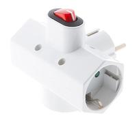 Adaptador 3 tomas (enchufes) Ladrón triple con tierra 16A y interruptor Blanco - Zenitech