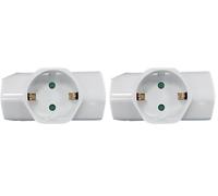 Zenitech - Triplite Schuko 16A - Plástico Duradero - Compatibilidad Normas Europeas, Resistente al Desgaste, Alta Consumo Energético, Conexión Múltiple - Blanco (Paquete de 2)