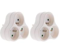 Zenitech - Triplite Triangular 3x16A - Regleta 2P+T Seguridad Infantil - Polipropileno, Diseño Duradero - Ideal para Conexiones Eléctricas Domésticas - Certificada NF - Blanco (Paquete de 2)