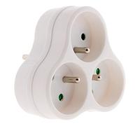 Zenitech - Triplite Triangular 3x16A - Regleta 2P+T Seguridad Infantil - Polipropileno, Diseño Duradero - Ideal para Conexiones Eléctricas Domésticas - Certificada NF - Blanco