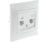 Zenitech Zyna - Toma RJ11 + RJ45 empotrada (empotrada), color blanco