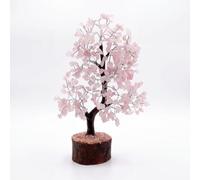 Zenith Gaia Árbol de piedras preciosas, árbol de la suerte con piedras auténticas, cuarzo rosa, árbol de chakra, piedra curativa armónica, decoración de piedras preciosas, amor y armonía, árbol de
