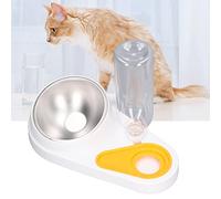 ZenithAir Juego de Cuencos Inclinados para Comida para Gatos con dispensador automático de Agua para Gatos y Mascotas pequeñas, Juego de Cuencos Dobles para Mascotas Que reducen (Blanca)