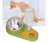 ZenithAir Juego de Cuencos Inclinados para Comida para Gatos con dispensador automático de Agua para Gatos y Mascotas pequeñas, Juego de Cuencos Dobles para Mascotas Que reducen (Verde Nórdico)