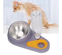ZenithAir Juego de Cuencos Inclinados para Comida para Gatos con dispensador automático de Agua para Gatos y Mascotas pequeñas, Juego de Cuencos Dobles para Mascotas Que reducen (Púrpura)
