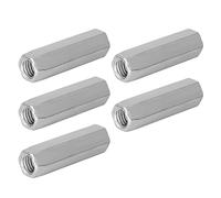 Zenithaur 5pcs Tuercas hexagonales de acero al carbono, tuercas de acoplamiento roscadas M10 sujetadores de tuerca de manga larga de varilla (M10 * 40)