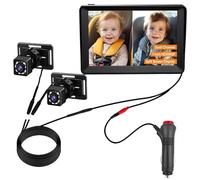 ZenithAur Cámara para Asiento de Coche para Bebé Mirando hacia atrás con Monitoreo de Doble Canal, Resolución HD 1080P en Pantalla de 7 Pulgadas, Visión Nocturna por Infrarrojos