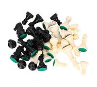 ZenithAur Juego Completo de Ajedrez con 32 Piezas de Ajedrez de Plástico Blanquecino y Negro, Incluye Piezas de Ajedrez para Adultos y Niños con Bases Acolchadas Suaves para un (Altura del Rey Medio