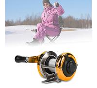 ZenithAur Lightweight Ice Fishing Reel with Smooth Handle for Winter River/Lake Angling Providing High Brake Strength for a Better Casting Reel Experience Metal Body (Gold)