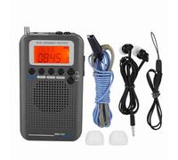 ZenithAur Receptor de Radio portátil para Viajes, Multibanda Air FM Am CB SW VHF, Radio portátil con batería Recargable y función de Alarma (Negro)