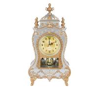 ZenithAur Reloj de Escritorio de Estilo Vintage, Reloj de repisa Decorativa Antigua, Reloj de Mesa Que Funciona con baterías con diseño Elegante para decoración de la Oficina (Blanco)