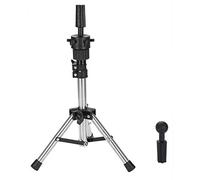 ZenithAur Soporte para cabeza de peluca, trípode de metal ajustable, ideal para salón o entrenamiento de peluquería en casa (mango plateado)