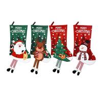 ZenithAura 4er Set Nikolausstrumpf Kinder, Nikolausstrumpf, Lange Beine Design Nikolausstiefel Zum Befüllen, Klein Weihnachtsstrumpf Personalisiert Weihnachtssocken Kamin