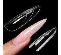 ZenithAura Original Sandwich Nagelform Dual Form 240 piezas Mandel Redondeles Uñas Formas Con Líneas Guia 15 Tamaños Plantillas De Uñas Superior E Inferior Para Builder G