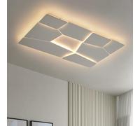 ZenithBeam Creativo GeoméTrico Plafon Para Sala De Estar,Moderno Led Lamparas De Techo Salon,Rectangular 102W Regulable Luces De Techo Blanco Mate Luces De Techo Para Sala De Estar Oficina Dormitorio
