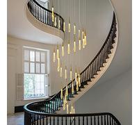 ZenithBeam Lámpara de araña de cristal moderna de 36 luces, luz de techo LED dorada regulable, luces colgantes de burbujas de cristal, vestíbulo de sala de estar, candelabros de escalera de 180W