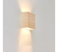 ZenithBeam Lámpara de pared nórdica de madera color LED arriba y abajo, mesita de noche, sala de estar, dormitorio, pasillo, decoración de pared, aplique de pasillo de nogal, lámparas decorativas