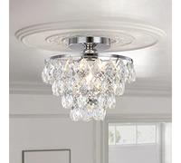 ZenithBeam Mini Lámpara De Techo De Cristal Pequeña, Moderna Lámpara De Techo De Cristal Para Pasillo, Accesorios De Iluminación De Techo, Lámpar De Montaje Empotrado Para Dormitorio, Salón (Plata)