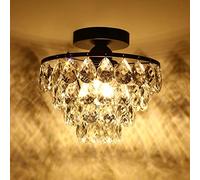 ZenithBeam Mini Lámpara De Techo De Cristal Pequeña, Moderna Lámpara De Techo De Cristal Para Pasillo, Accesorios De Iluminación De Techo, Lámpara De Araña, Salón (Negro)