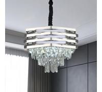 ZenithBeam Moderna Lampara ArañA De Cristal Cromo,40Cm Grande Lampara Techo Colgante K9 Piso 3 Circular Lampara Colgante Para Dormitorio De Cocina De La Sala De Estar