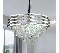 ZenithBeam Moderna Lampara ArañA De Cristal Cromo,60Cm Grande Lampara Techo Colgante K9 Piso 5 Circular Lampara Colgante Para Dormitorio De Cocina De La Sala De Estar